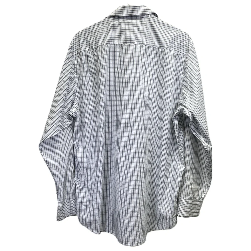 Banana Republic Classic Fit Mens White Blue Checked‎ L/S Button Up Shirt L
